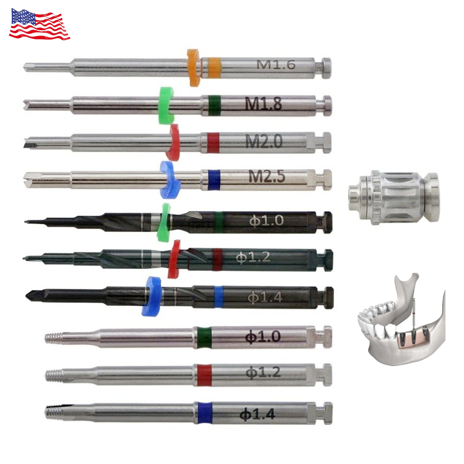 Dental Implant Fixture Fractured Drivers Screw Removal Reverse Drill Guide Tool