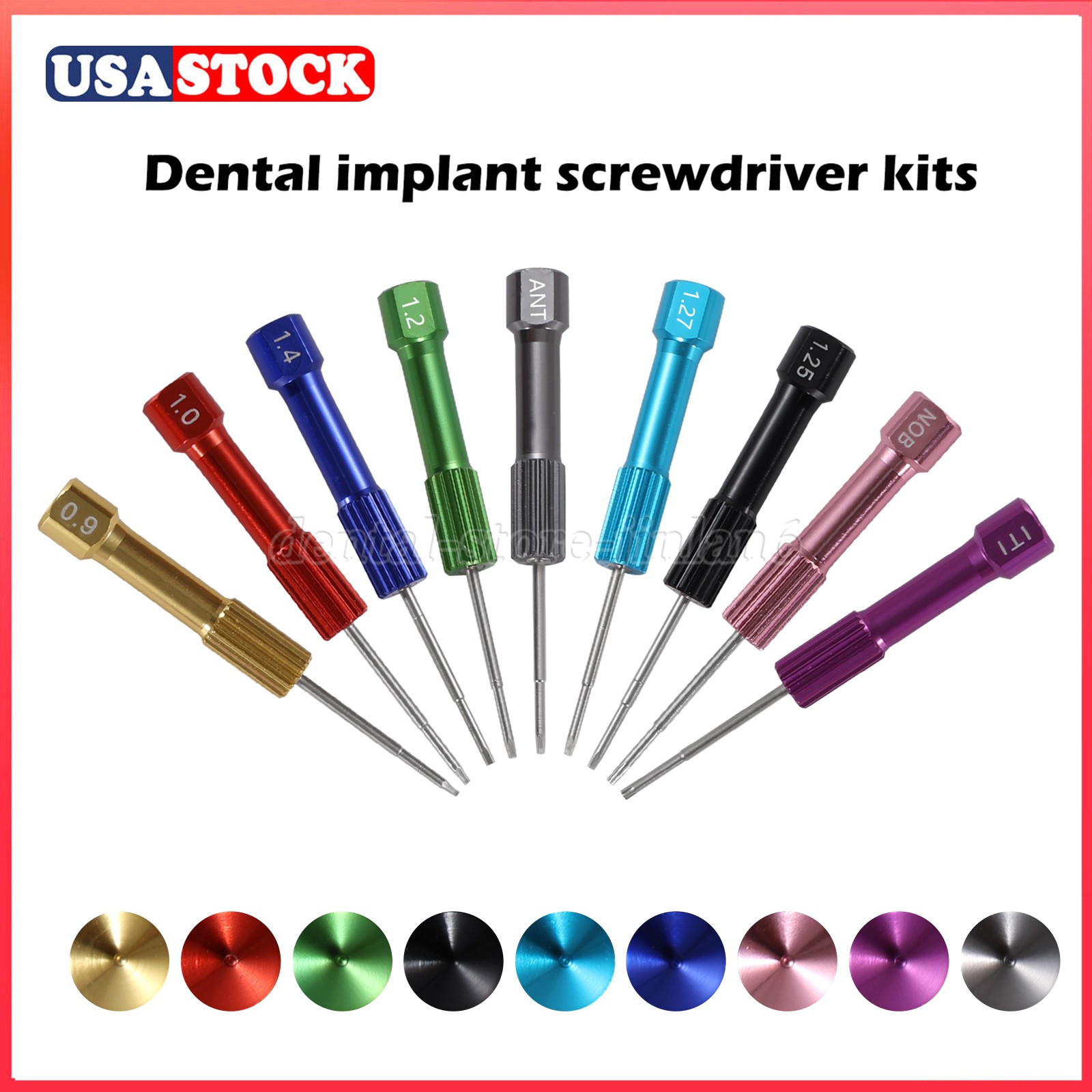 Dental 9Pcs/Set Implant Screwdriver Tools Kit Stainless Steel Micro Screwdriver