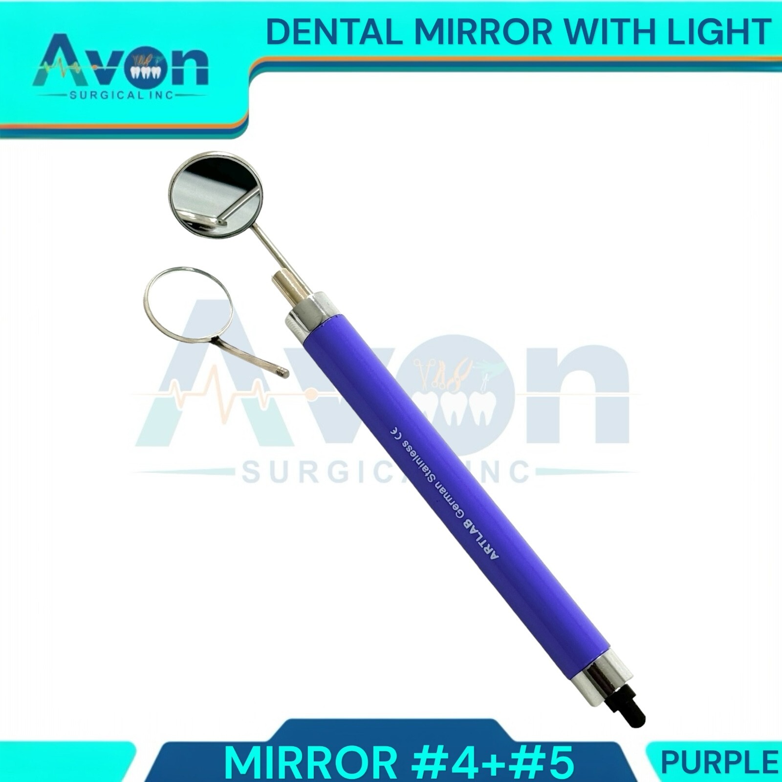 3pcs Lot – Oral Hygiene Examination Mouth Mirrors, with Light, Purple+Red+Pink