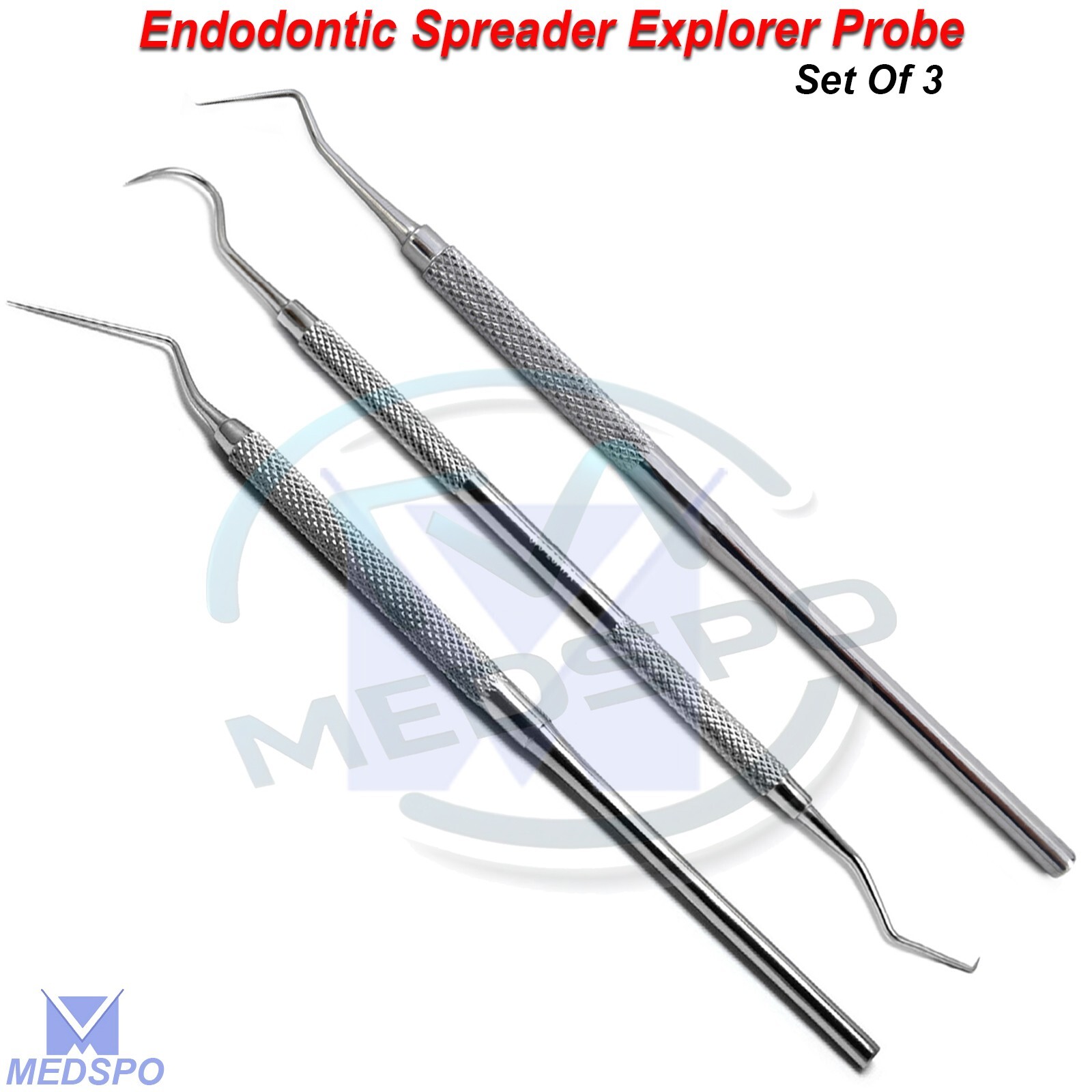Dental Endodontic Root Canal Spreader Explorer Probe Dentist Instrument Set Of 3