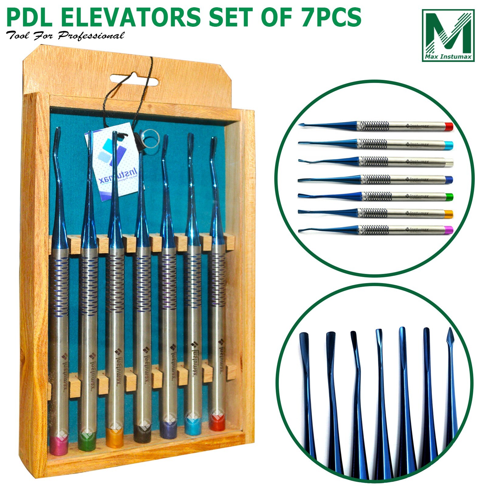 Dental PDL Luxating Root Elevators Set of 7 Precise Periotomes Tips Titanium Lab