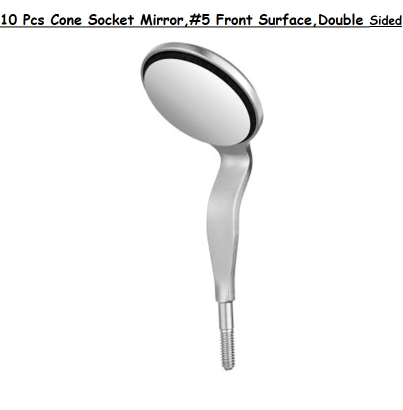 10 Pcs Dental Mouth Mirror Cone Socket MIR5DS/6#5 Front Surface, Double Sided