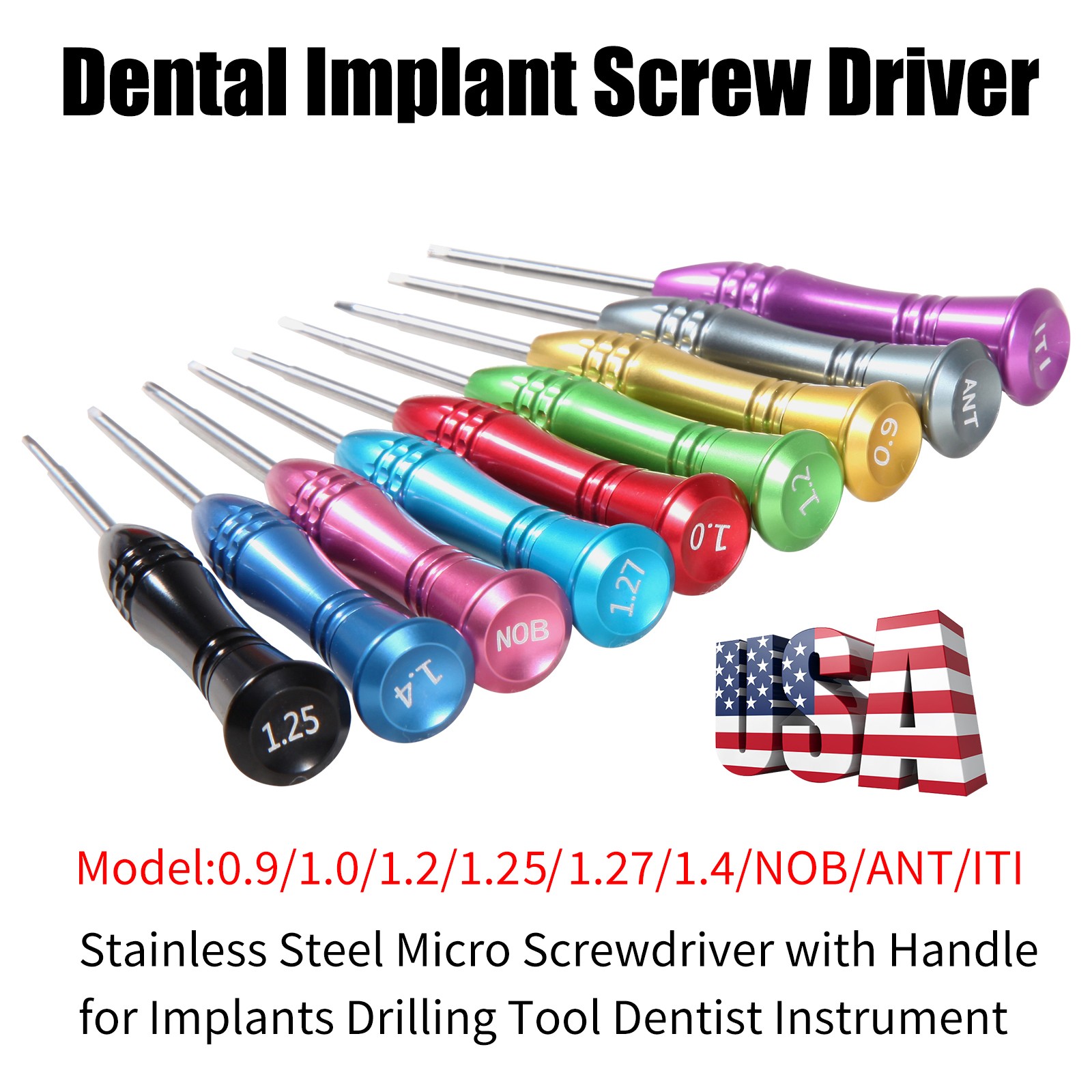 USA Dental Implant Screw Driver Kit Abutment Implant Tools set of 9pcs Drivers