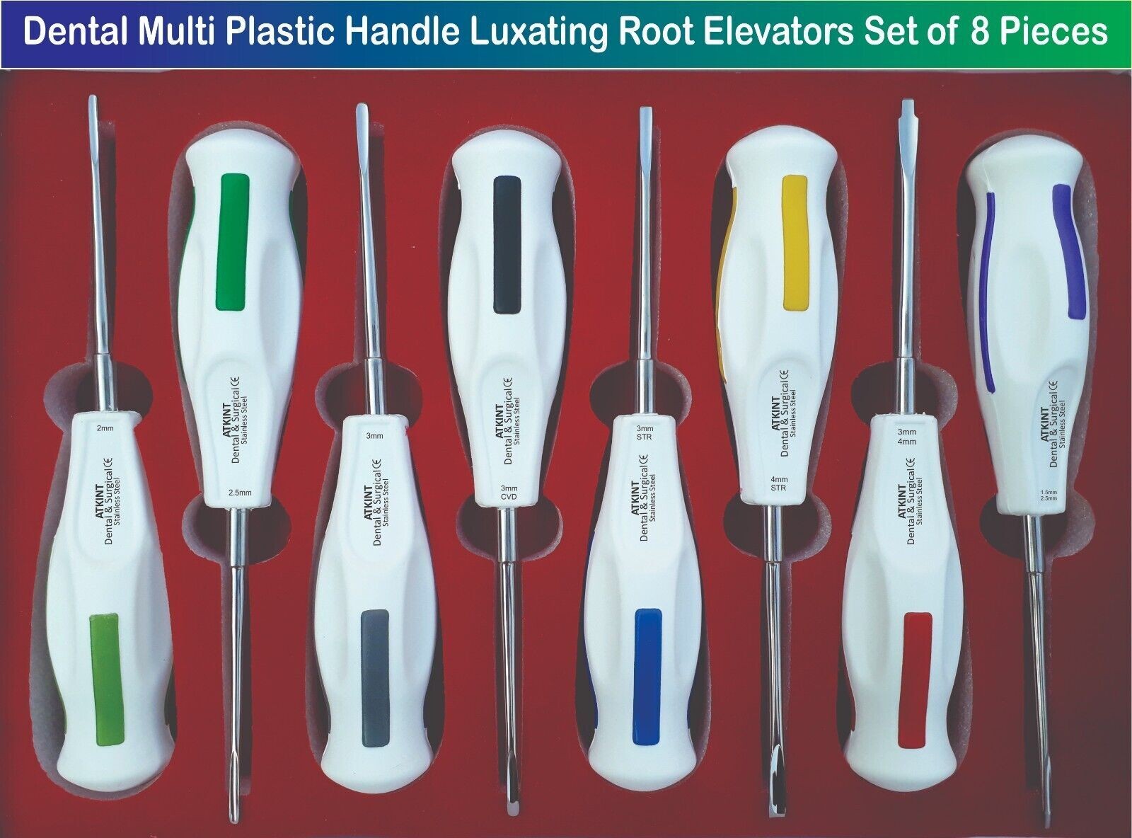 New Dental Multi Colors Plastic Luxating Root Extracting Elevators Set of 8 pcs