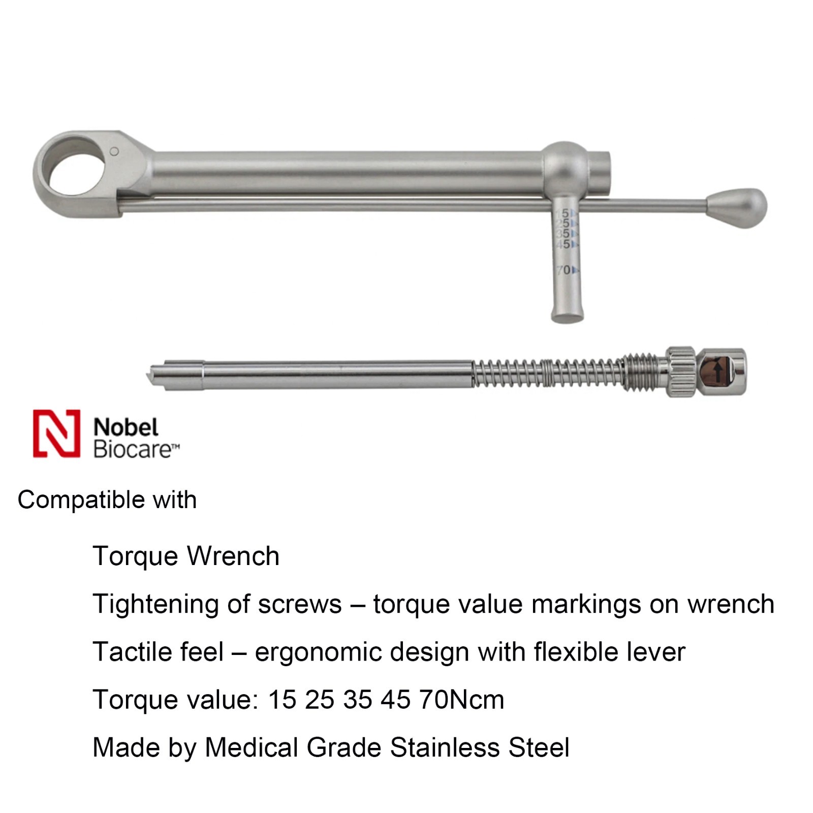 US Dental Implant Nobel Biocare Prosthetic Torque Wrench 15-70 Ncm Manual Driver