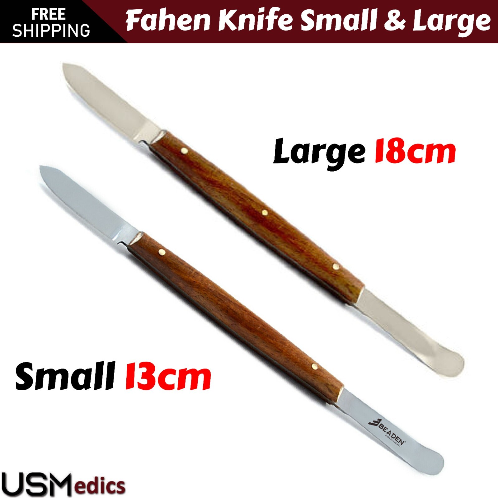 Wax Carving Placing Knife Fahen stock Dental Lab Dentures Large & Small BEADEN®