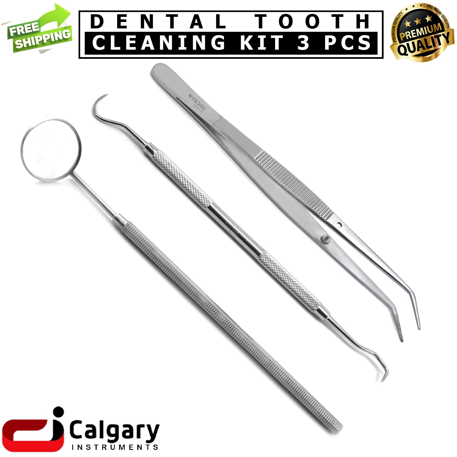 Dentist Scraper Pick Tool Tweezer Mirror Flos Remover Dental Tooth Cleaning Kit