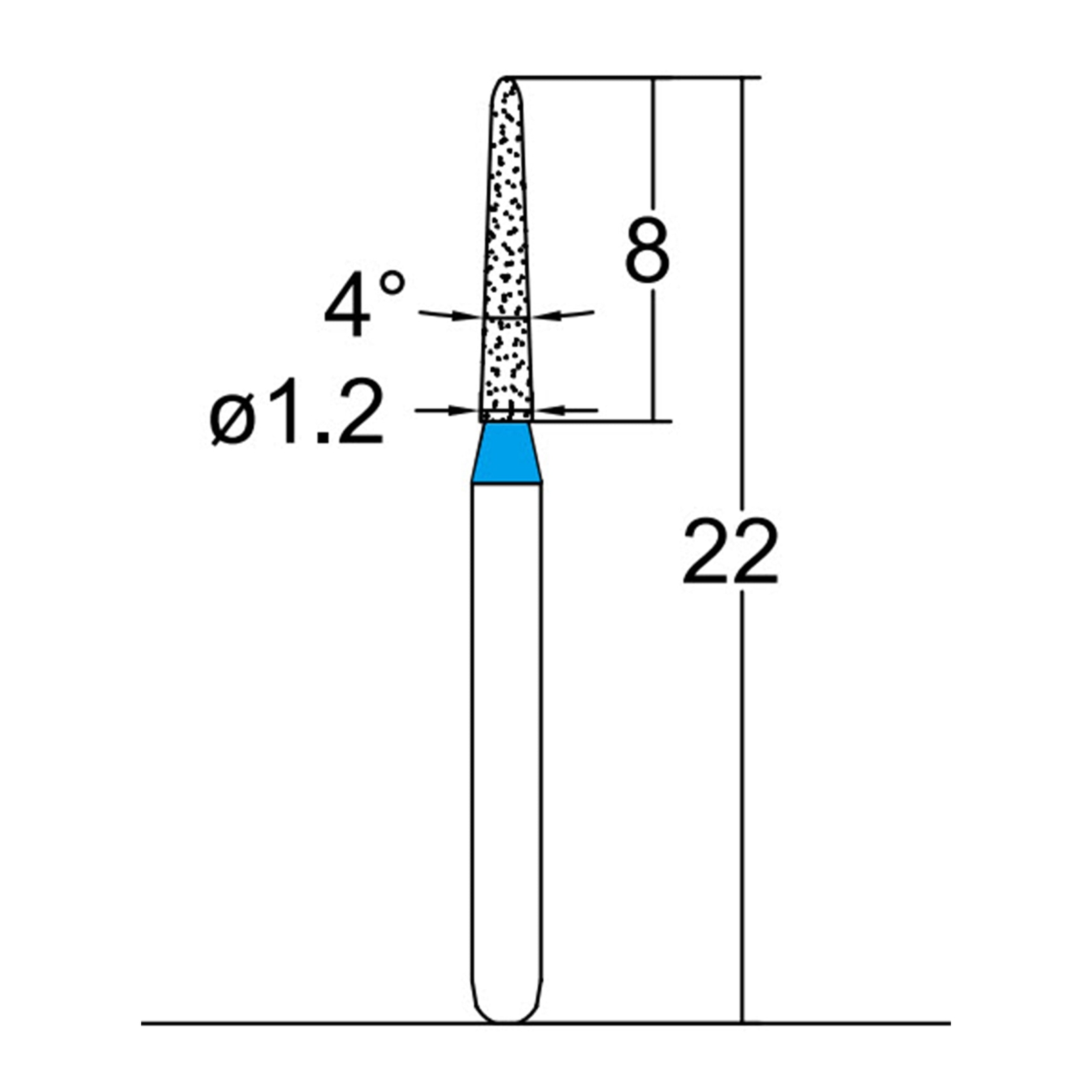 Torpedo, Conical 1.2 mm Dia Medium Grit Diamond Bur 5/Pack [1775-294.12M4]
