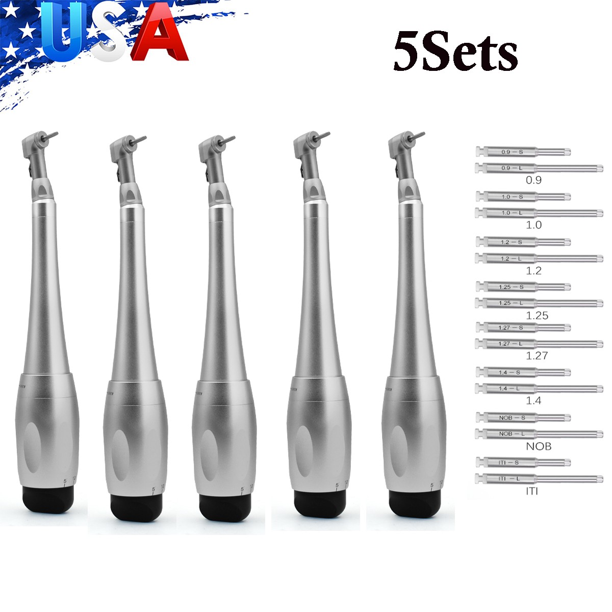 5PCS Dental Torque Wrench Universal Implant Kit Wrench Contra Angle & 16 Drivers