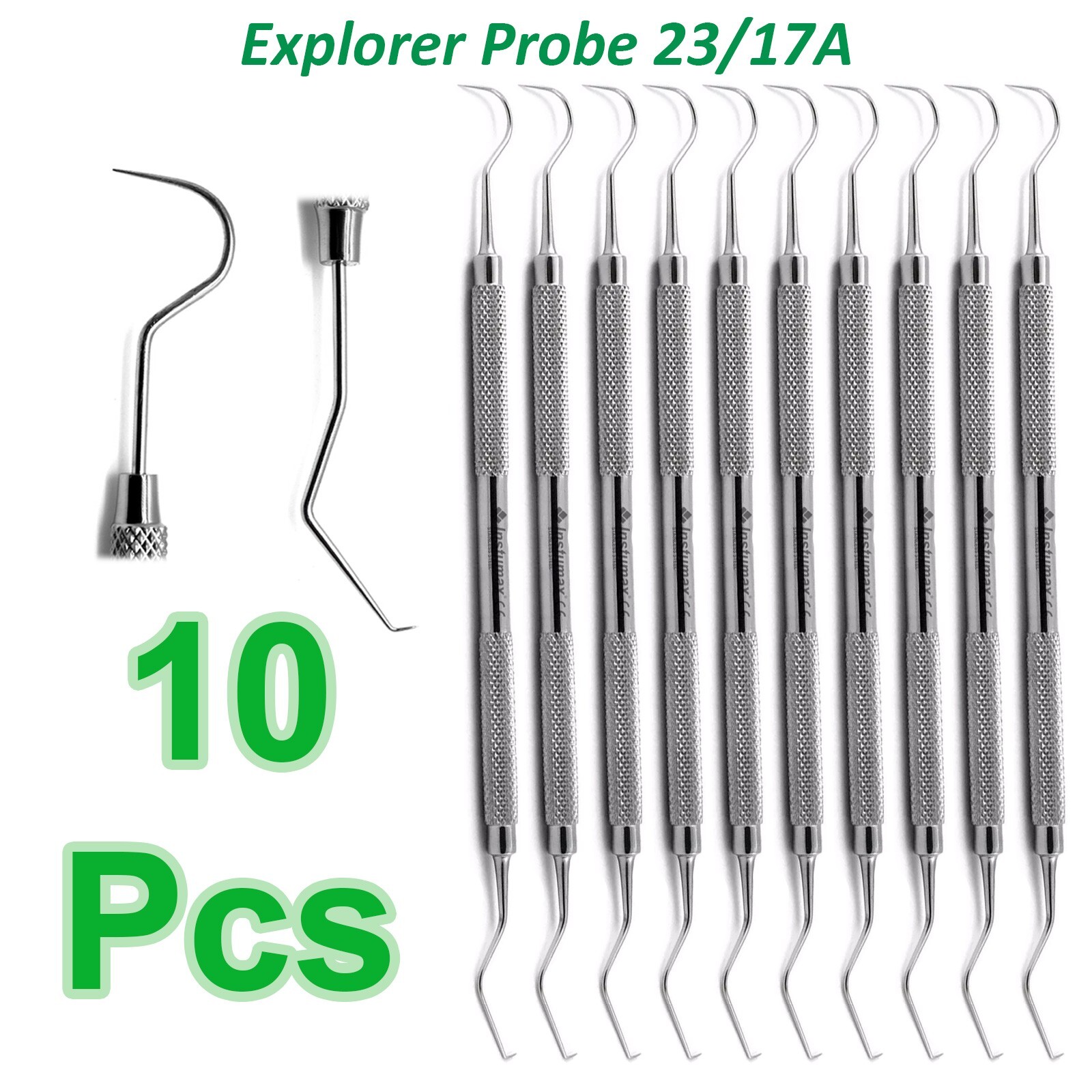 10Pcs Endodontic Explorer 23/17A Periodontal Examination Probe Hook Shape Scaler