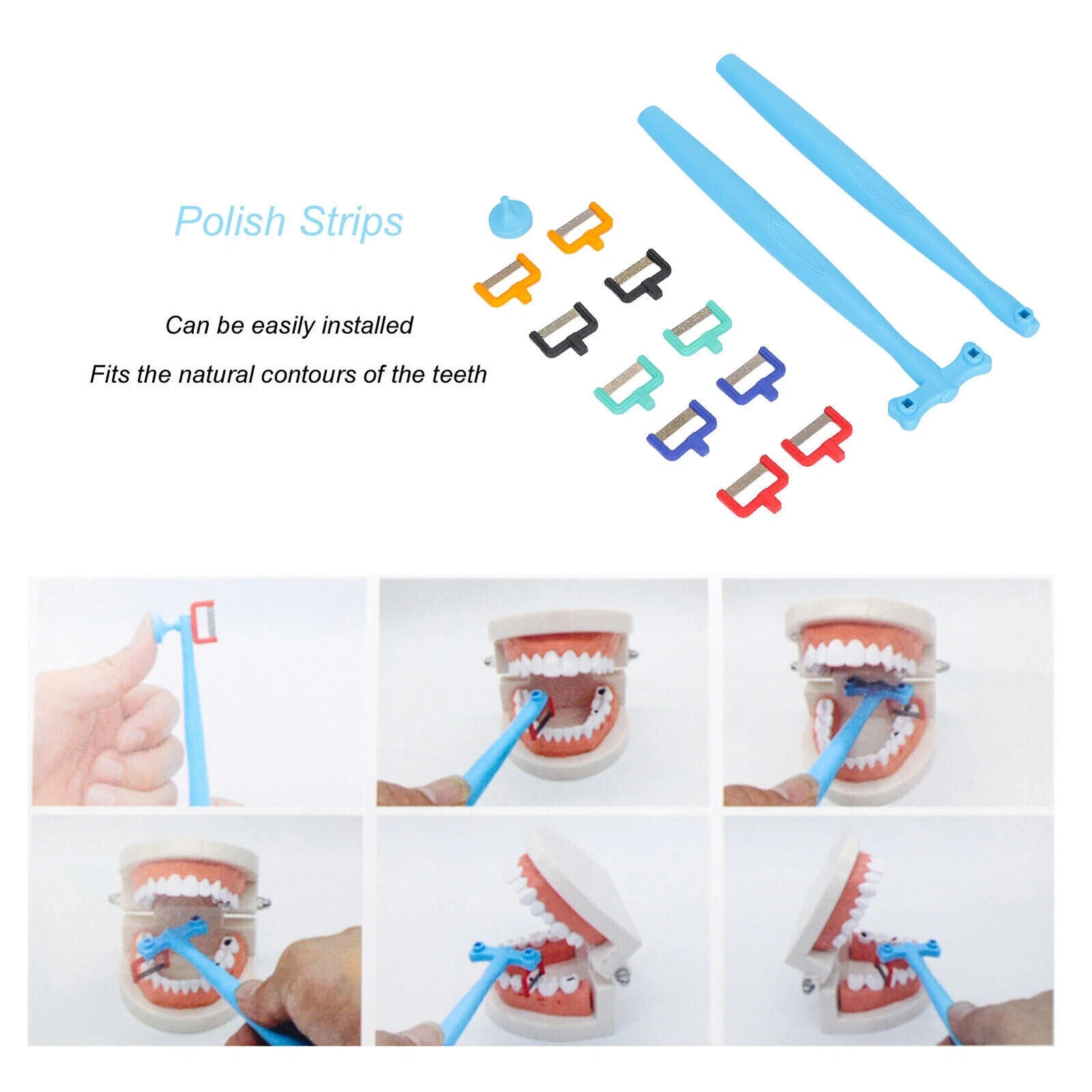 Dental Orthodontic IPR Polishing Interproximal Enamel Reduction Handle Strip Kit
