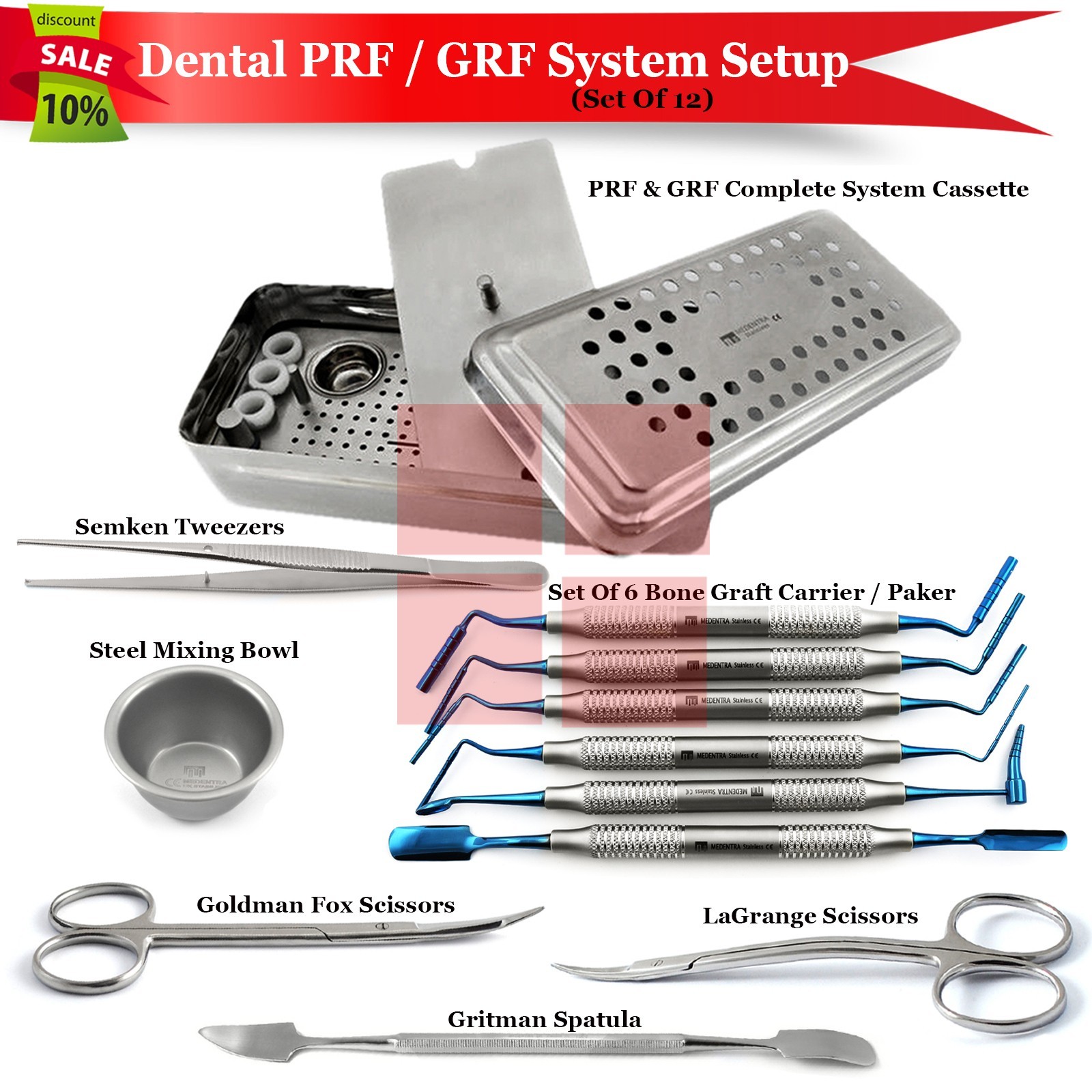 12Pcs Dental PRF GRF System Setup Platelet Rich Set Implant Surgery Membrane Kit