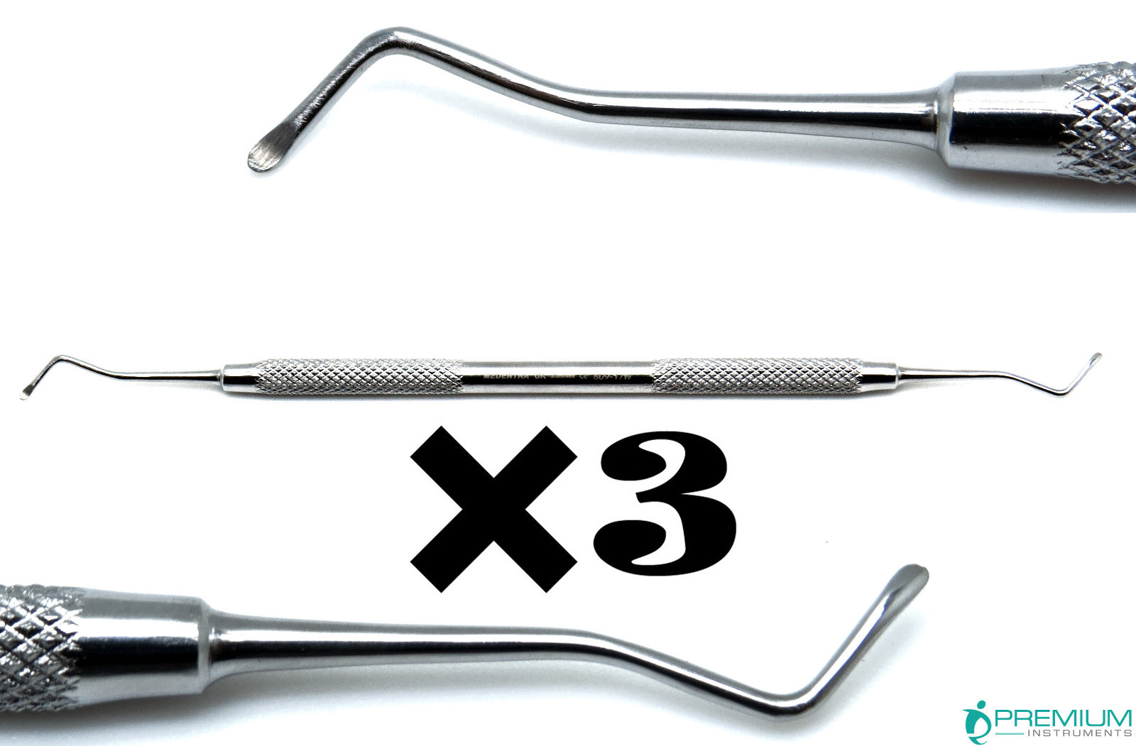 3 Pcs Dental Excavator 17W, Restorative Double Ended Spoon 1.2/1.25mm Instrument