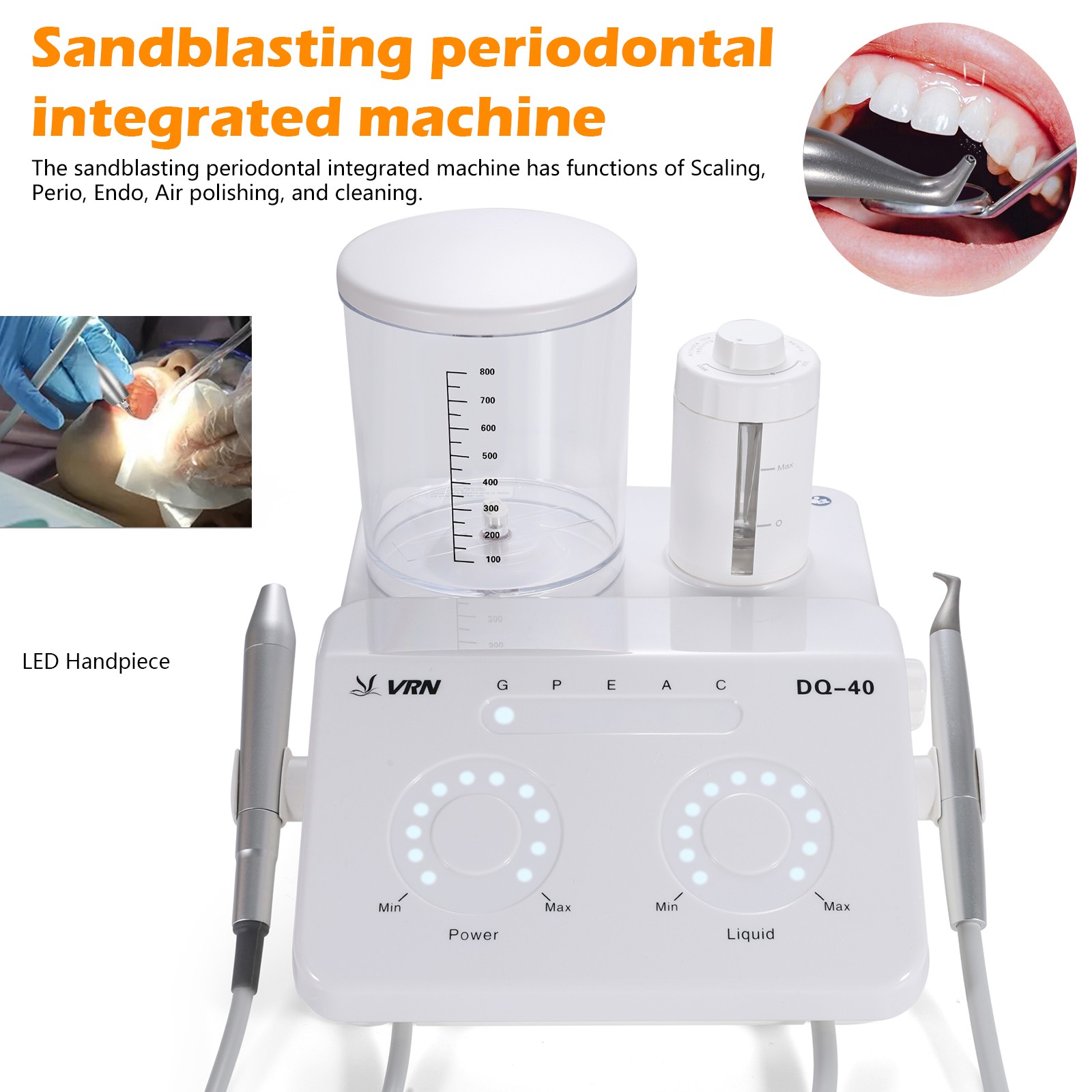 Dental Ultrasonic Scaler&Air Polisher 2 in 1 Therapy Sandblasting Air Flow Piece