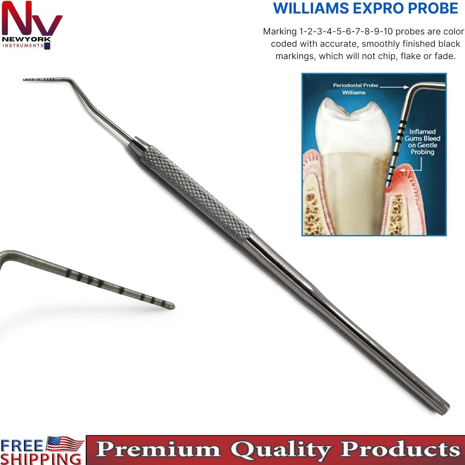 Dental Periodontal Diagnostic Scaler Probe CP11 CP12 Who Pocket Depths Measuring